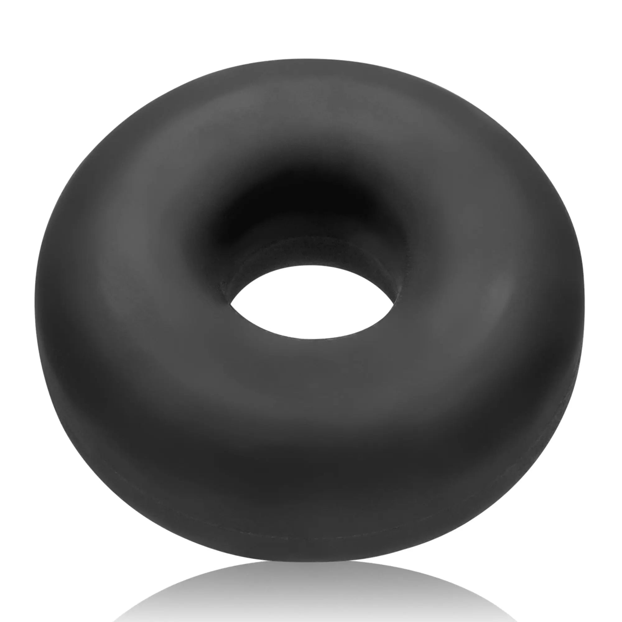 Black silicone cockring with a smooth matte finish and uniform thickness oxballs big ox cockring black ice