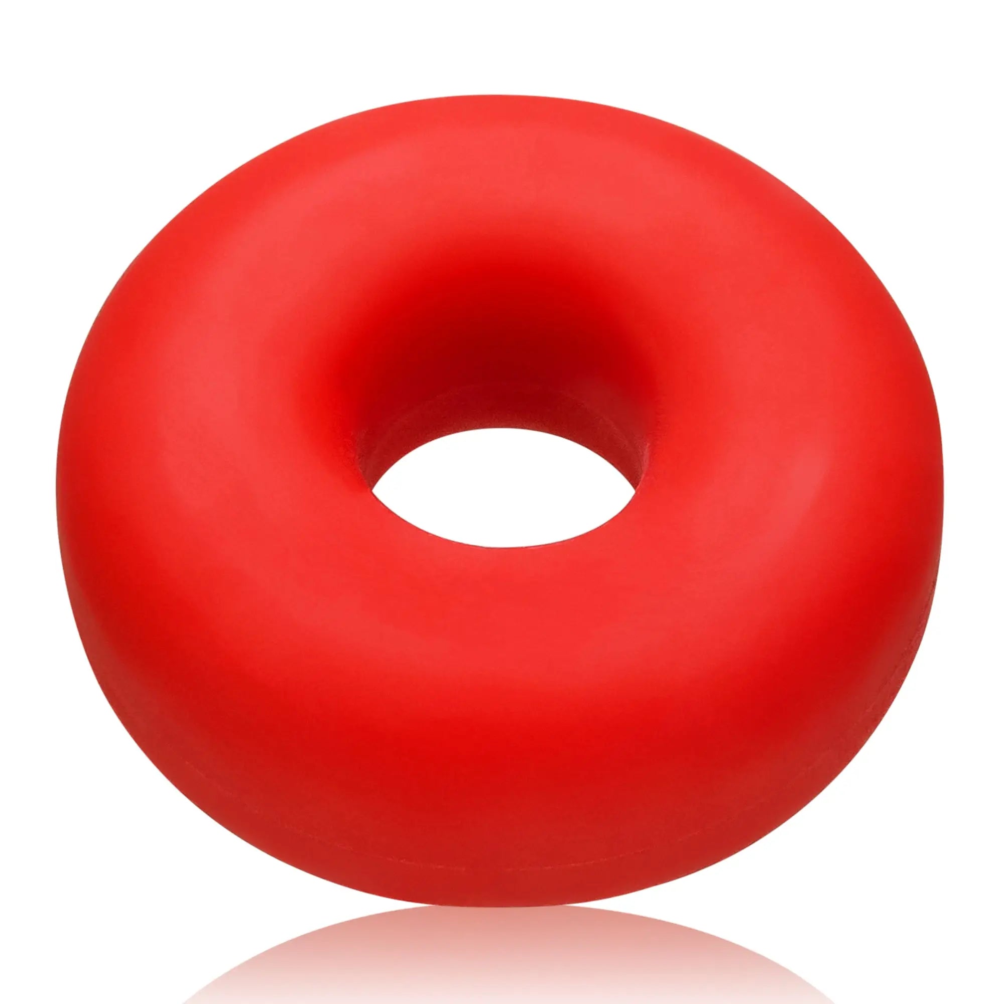 Bright red smooth silicone donut-shaped cockring from OxBalls Big Ox Cockring Red Ice collection