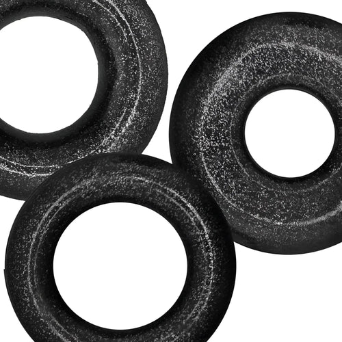 Oxballs cockpack 3 pc ring set black metal washers with textured rough speckled surface one size