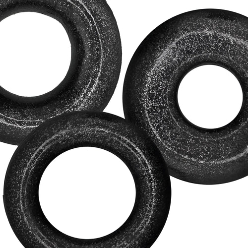 Oxballs cockpack 3 pc ring set black metal washers with textured rough speckled surface one size