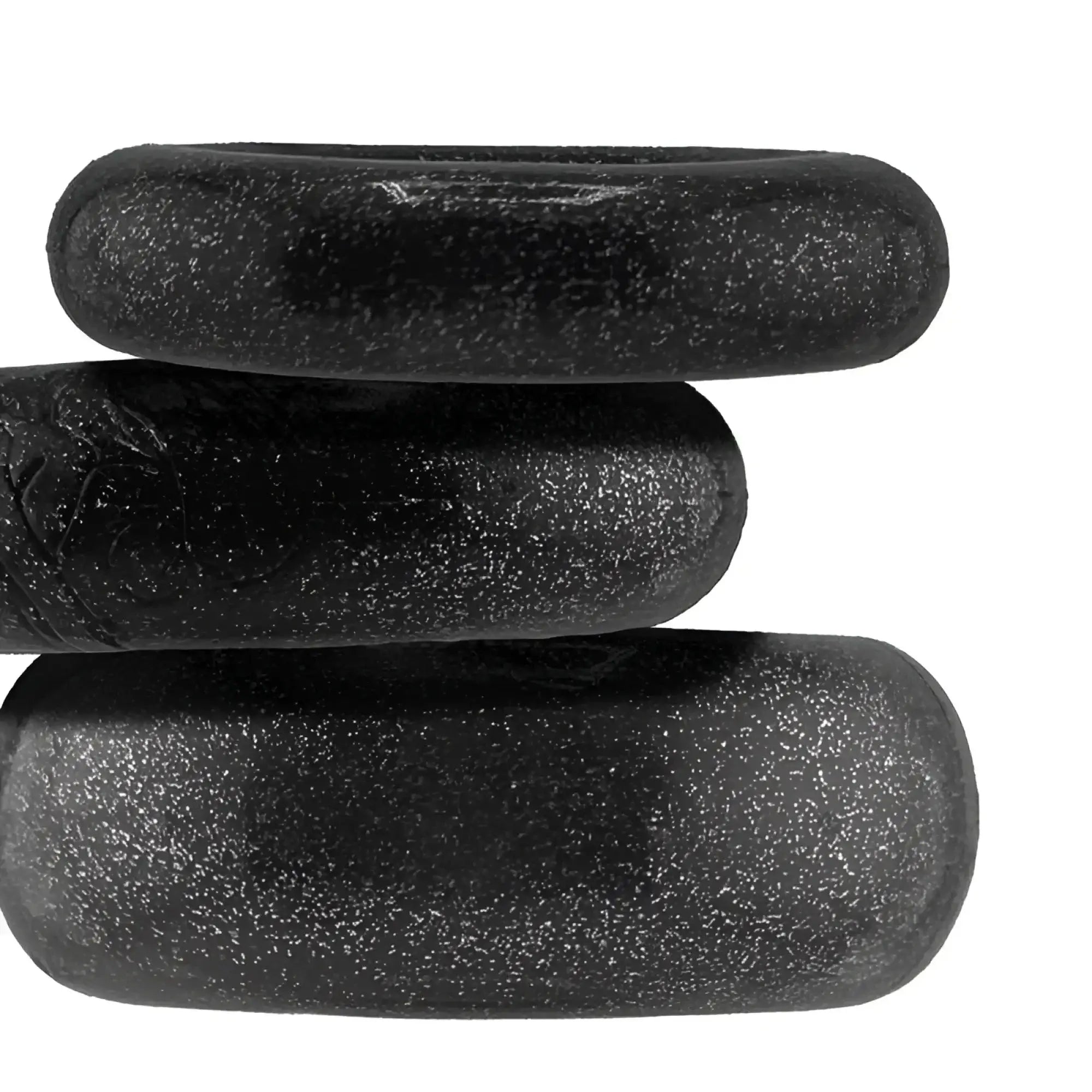 Oxballs cockpack 3 pc ring set black with three stacked black textured oval silicone rings with matte speckled finish