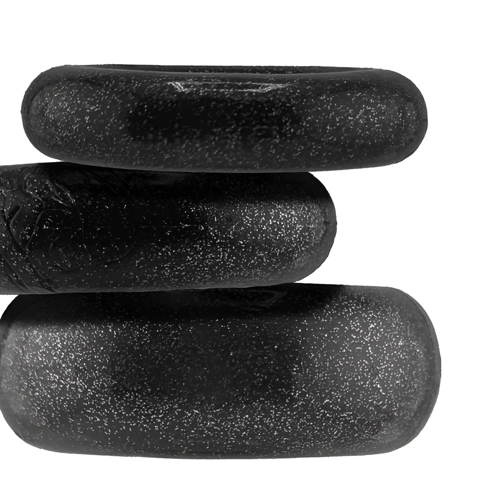 Oxballs cockpack 3 pc ring set black with three stacked black textured oval silicone rings with matte speckled finish