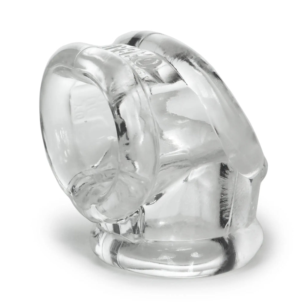Clear oxballs cocksling 2 silicone ring with a textured ribbed design and slightly curved shape