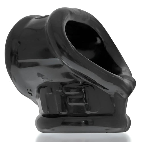 Black glossy silicone cock ring oxballs cocksling fit with smooth rounded design and open center in one size
