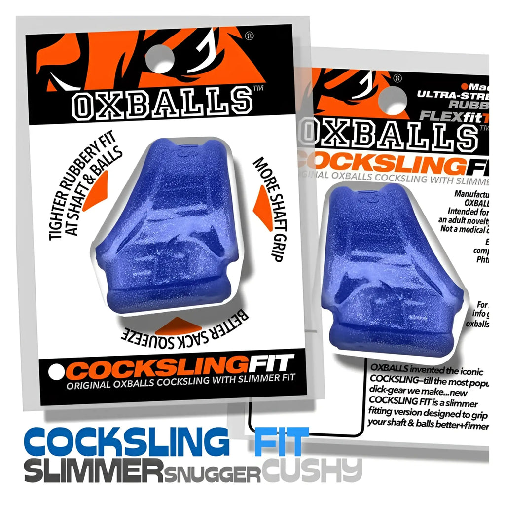 Oxballs cocksling fit blue one size glittery silicone cocksling in packaging for adjustable support and comfort