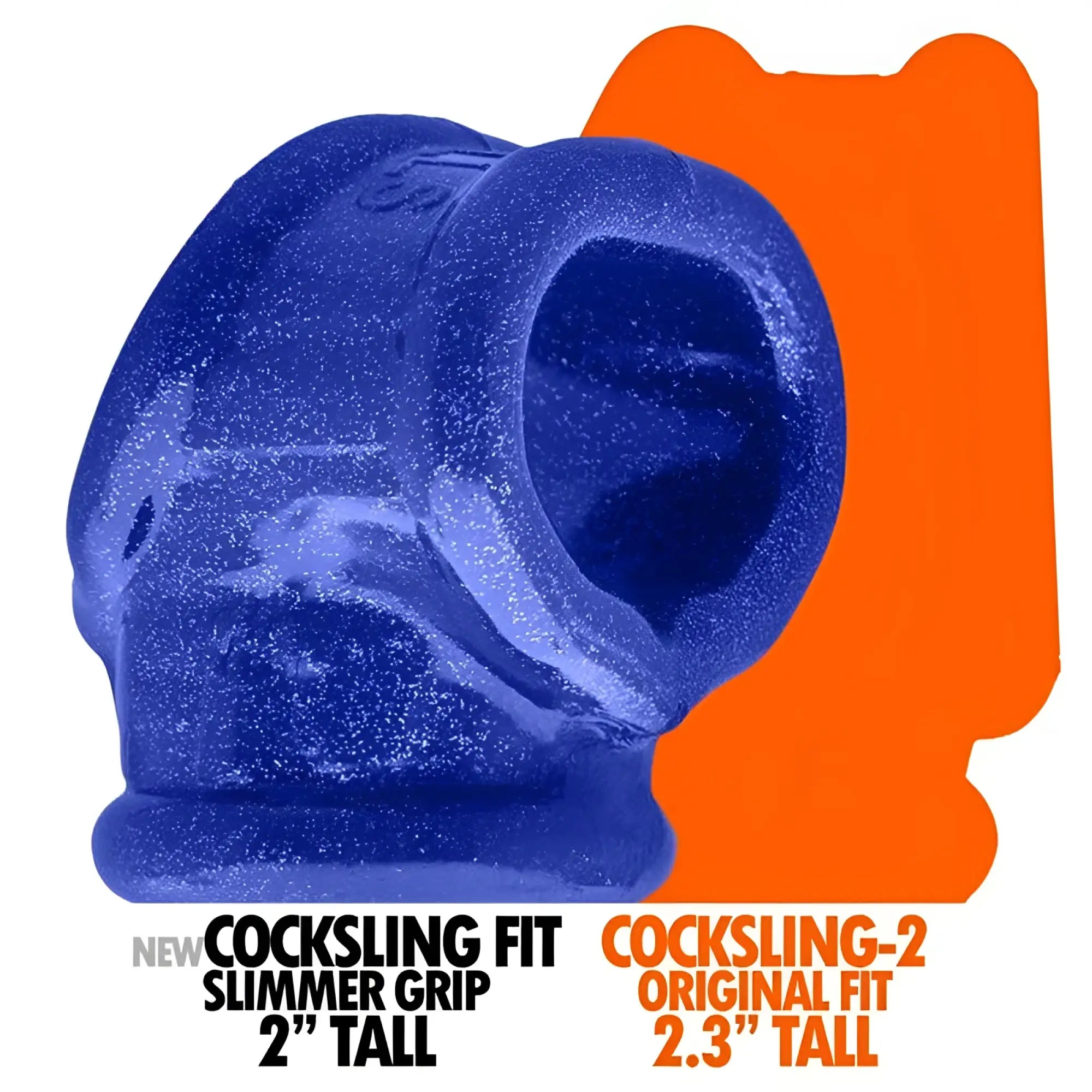 Blue glittery silicone cockring with textured ergonomic design from oxballs cocksling fit in one size