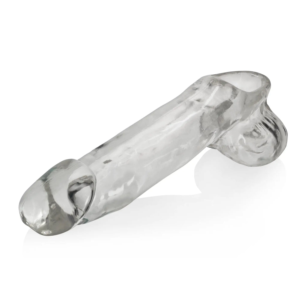 Clear transparent silicone cock ring oxballs daddy cocksheath w balls with textured surface and rounded contours