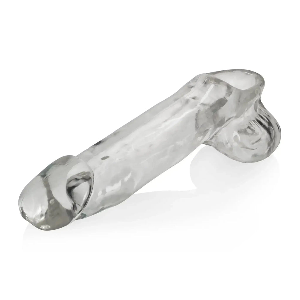 Clear transparent silicone cock ring oxballs daddy cocksheath w balls with textured surface and rounded contours