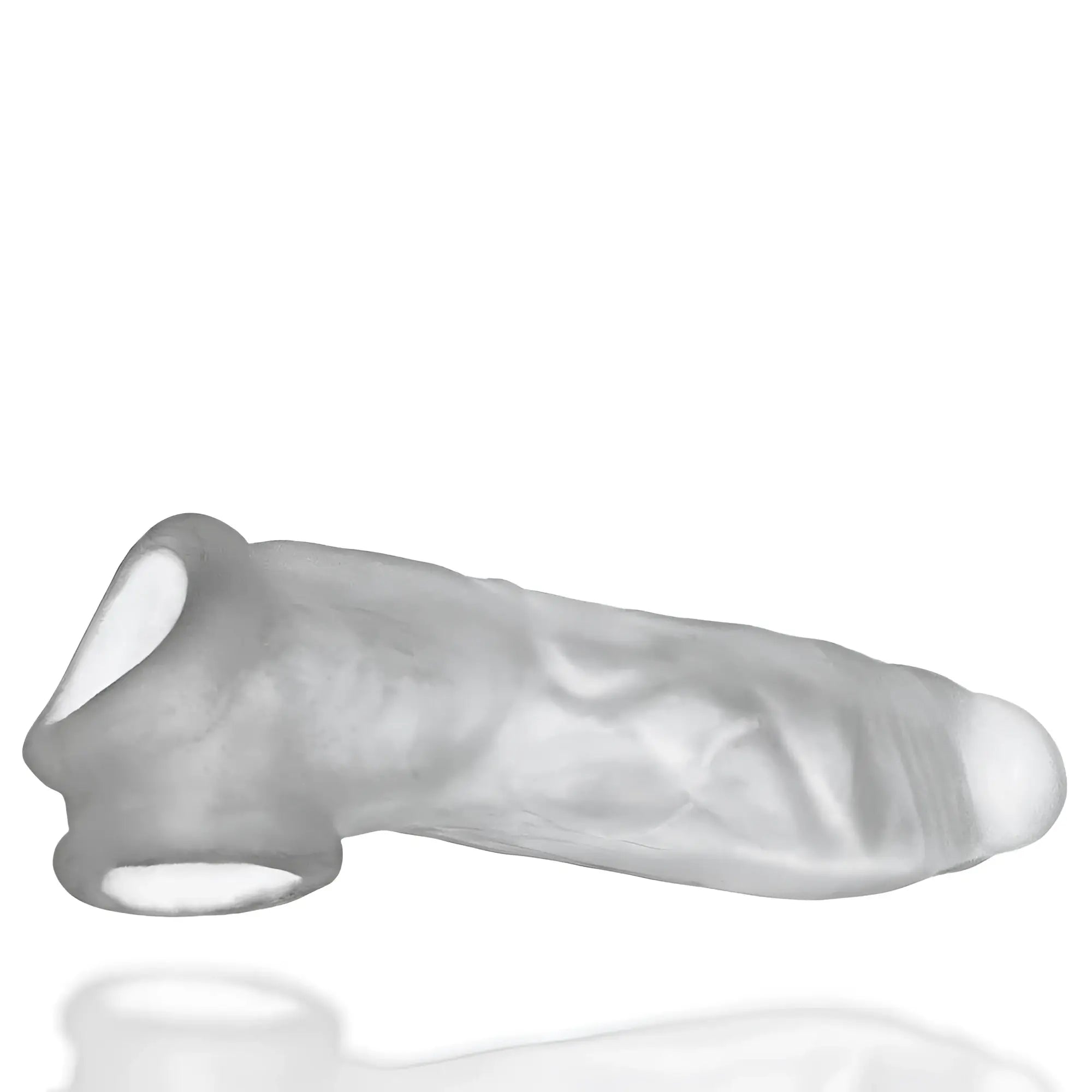 Clear translucent silicone condom oxballs dicker ultra-slim cocksheath clear ice with textured surface and reinforced ring