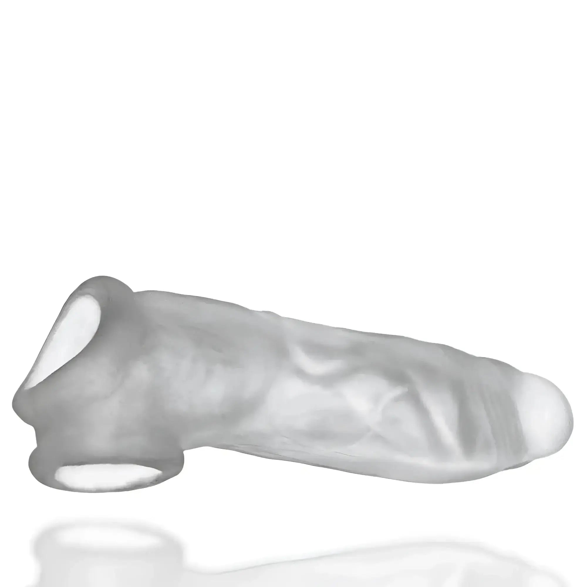 Clear translucent silicone condom oxballs dicker ultra-slim cocksheath clear ice with textured surface and reinforced ring
