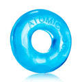 Bright blue translucent silicone oxballs donut 2 cockring large ice blue with atomic embossed around circumference
