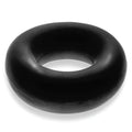Black rubber donut-shaped oxballs fat willy jumbo cockring in one size for enhanced comfort and fit