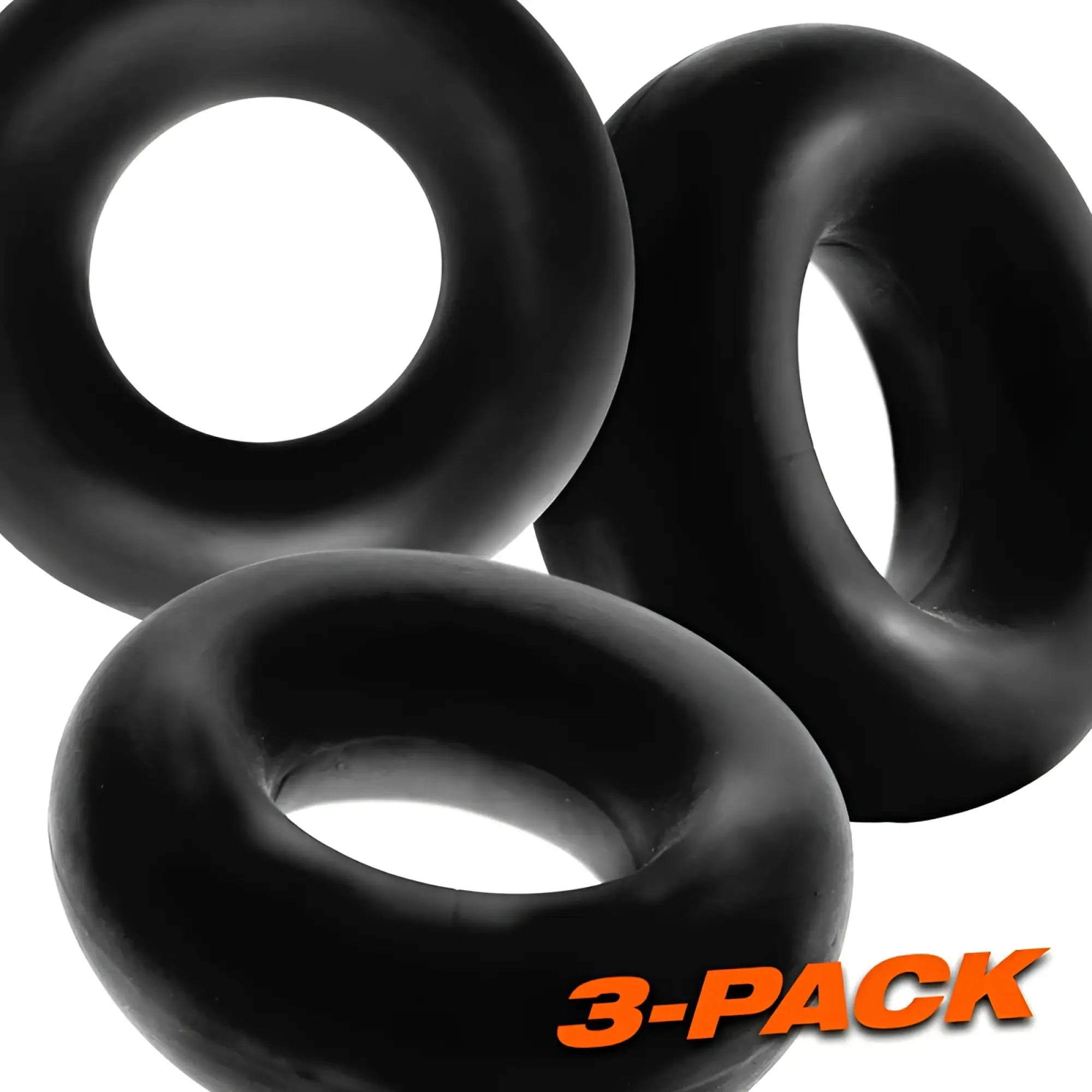 Black silicone anal rings 3-pack fat willy jumbo cockrings by oxballs in one size for comfortable wear