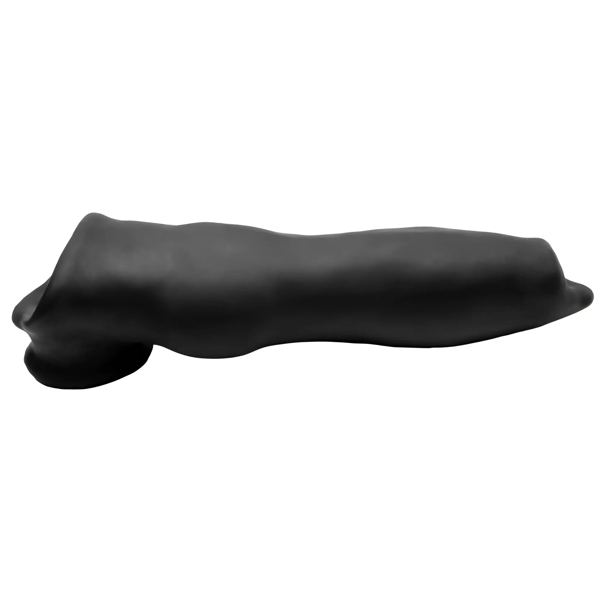 Black silicone dildo with tapered ergonomic design and smooth surface from oxballs fido velvet smooth beast night