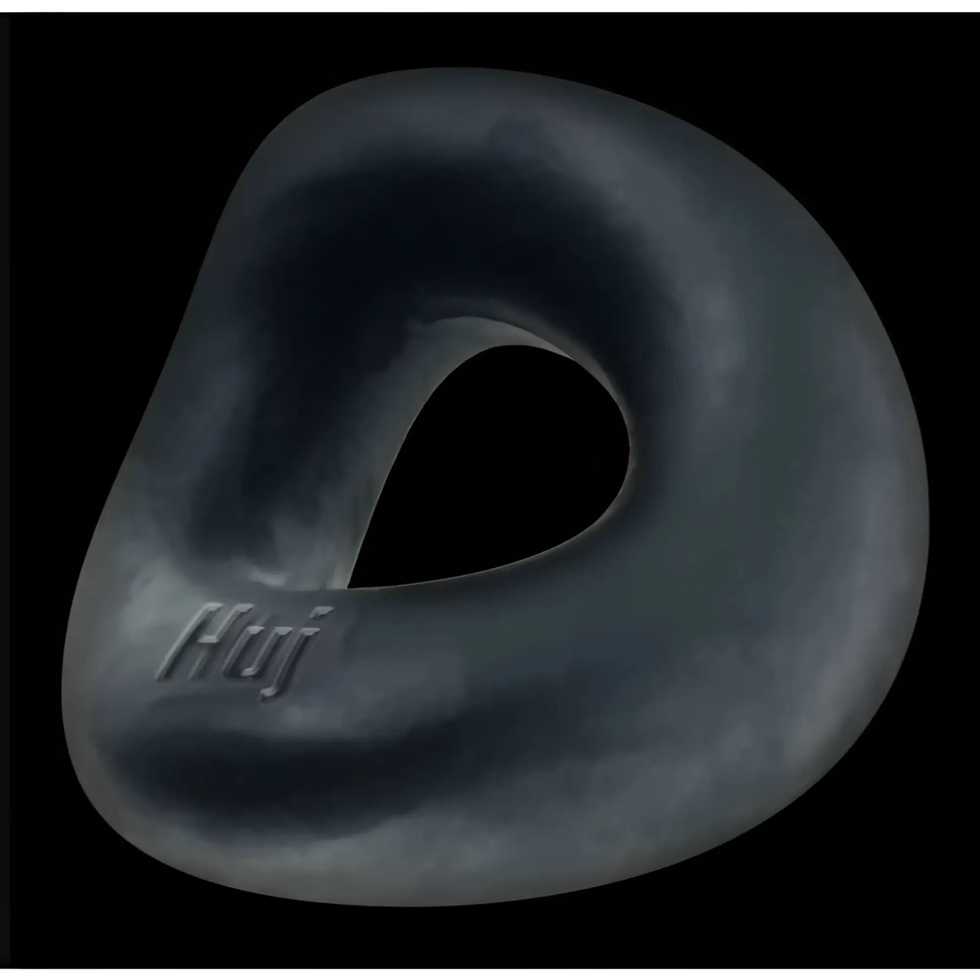 Dark gray smooth silicone oxballs form curvy c-ring tar ice with htuj embossed donut shape for enhanced comfort