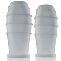 Translucent white silicone nipple covers with ribbed texture and rounded tops oxballs lankyz nipsuckers clear