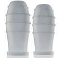 Translucent white silicone nipple covers with ribbed texture and rounded tops oxballs lankyz nipsuckers clear