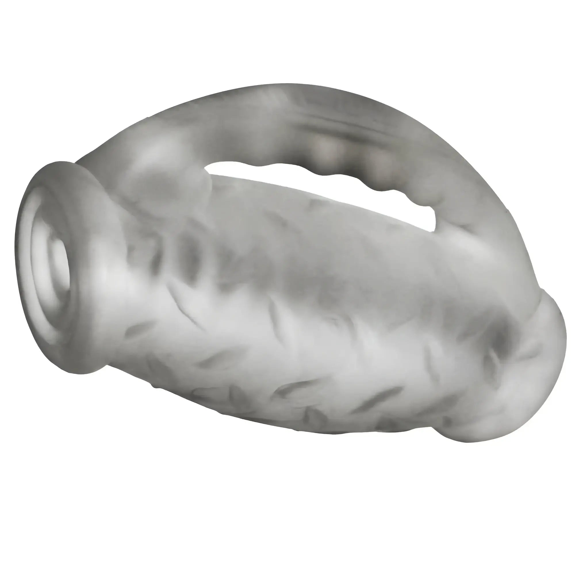 Transparent silicone grip with textured ergonomic design and rounded handle for oxballs masterjack double penetration jo clear ice