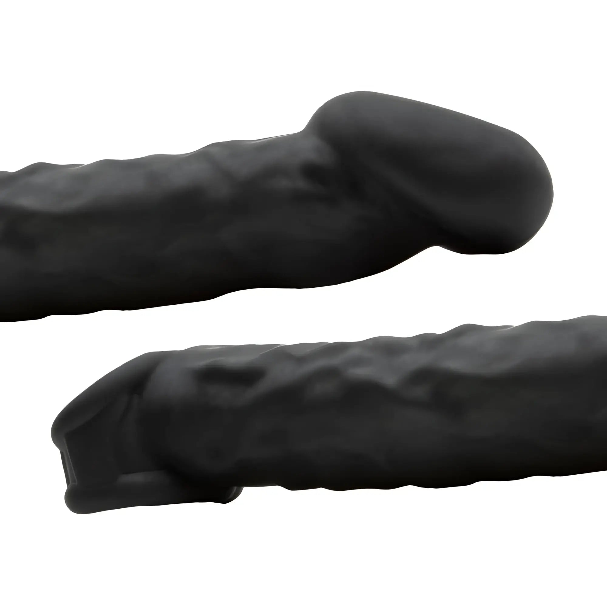 Black textured silicone dildo with rounded head and tapered base from oxballs muscle ripped velvet-smooth night series
