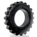 OxBalls Plushy Ring black one size made of black speckled silicone with gear like textured outer edge