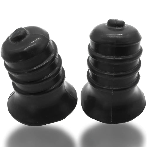 Black rubber shock absorber caps with ribbed cylindrical design from oxballs ribnibs curved springy-ribbed nip suckers night