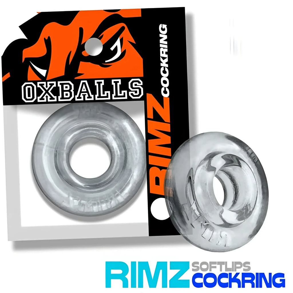 Clear transparent silicone cockring oxballs rimz ring clear one size with smooth rounded design and subtle ridged texture