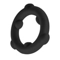 Black OxBalls spinner silicone ring featuring rounded protrusions for comfortable textured wear