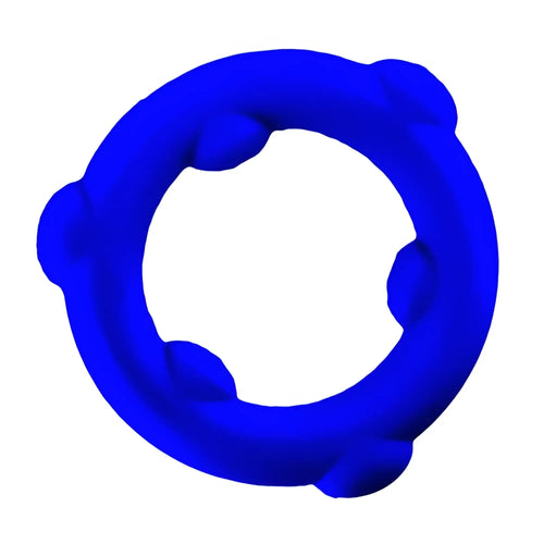 Vibrant blue oxballs spinner silicone ring with textured rounded protrusions for enhanced grip and comfort