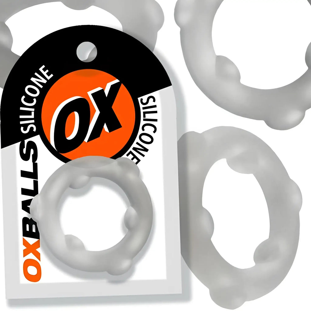 Oxballs spinner silicone ring clear with textured bumpy surface and durable clear silicone material