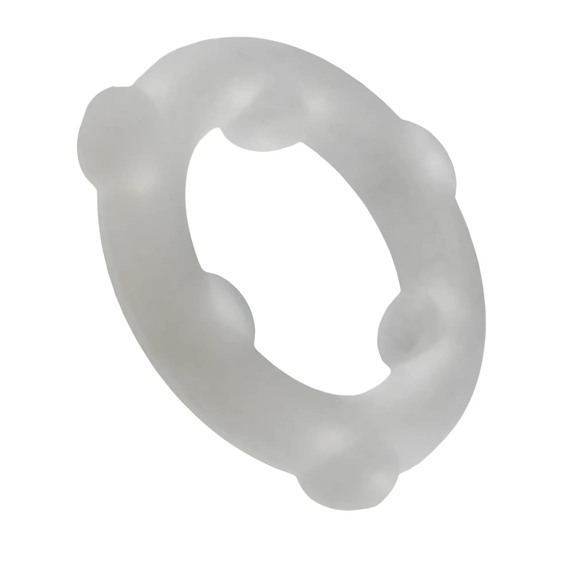 Translucent gray oxballs spinner silicone ring with rounded protrusions designed for textured sensation and comfort