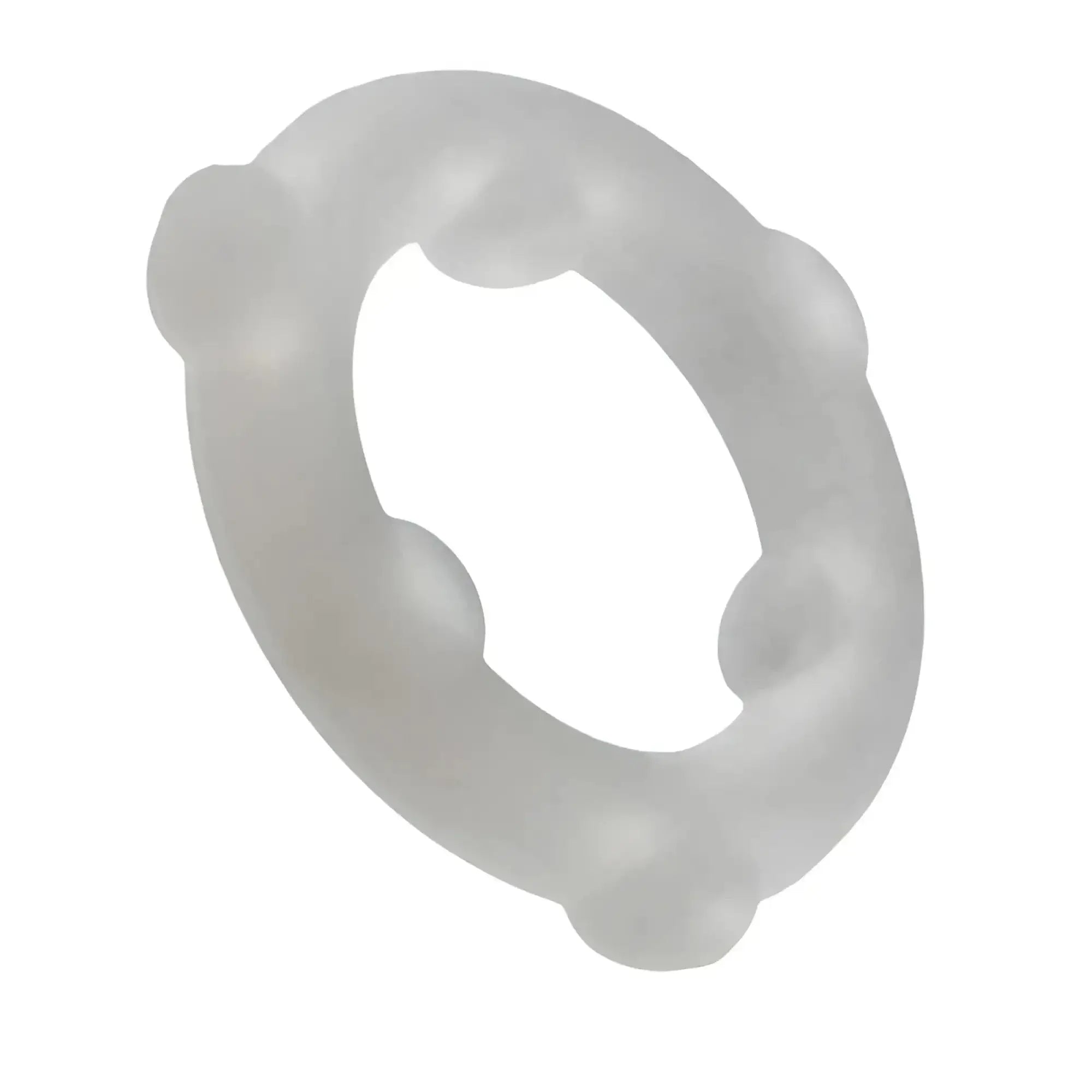 Translucent gray oxballs spinner silicone ring with rounded protrusions designed for textured sensation and comfort