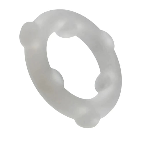 Translucent gray oxballs spinner silicone ring with rounded protrusions designed for textured sensation and comfort