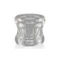 Clear silicone OxBalls squeeze ball stretcher ring with embossed squeeze text for comfortable wear
