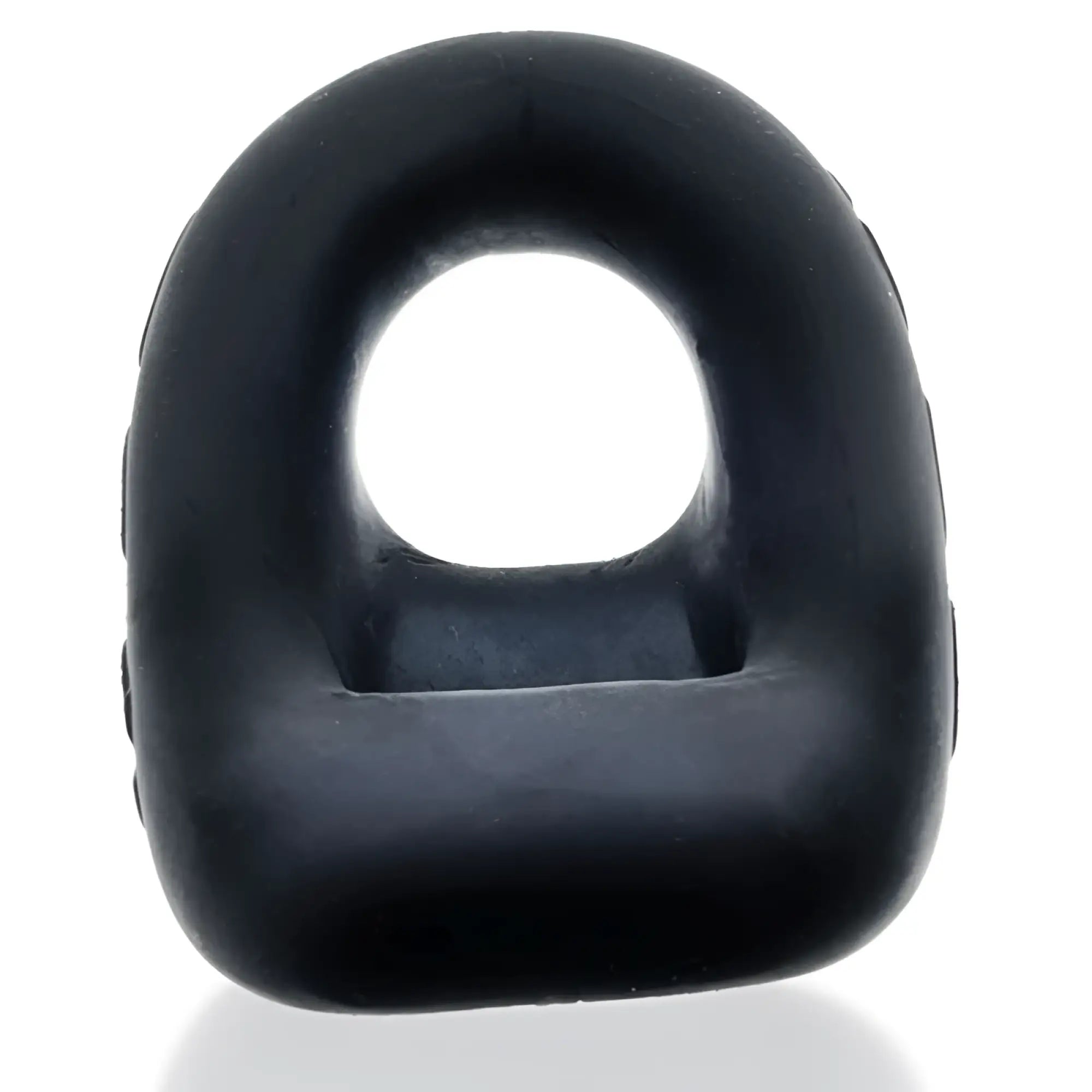 Black rubber d-ring with smooth rounded design and subtle texture for oxballs squeeze ballstretcher night one size
