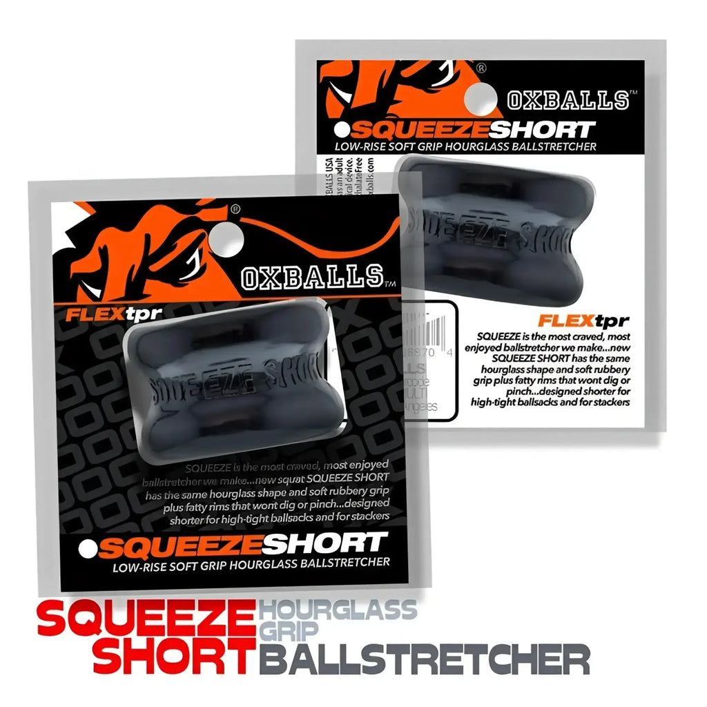 Black oxballs squeeze short ballstretcher with soft rubber grip and hourglass shape in one size