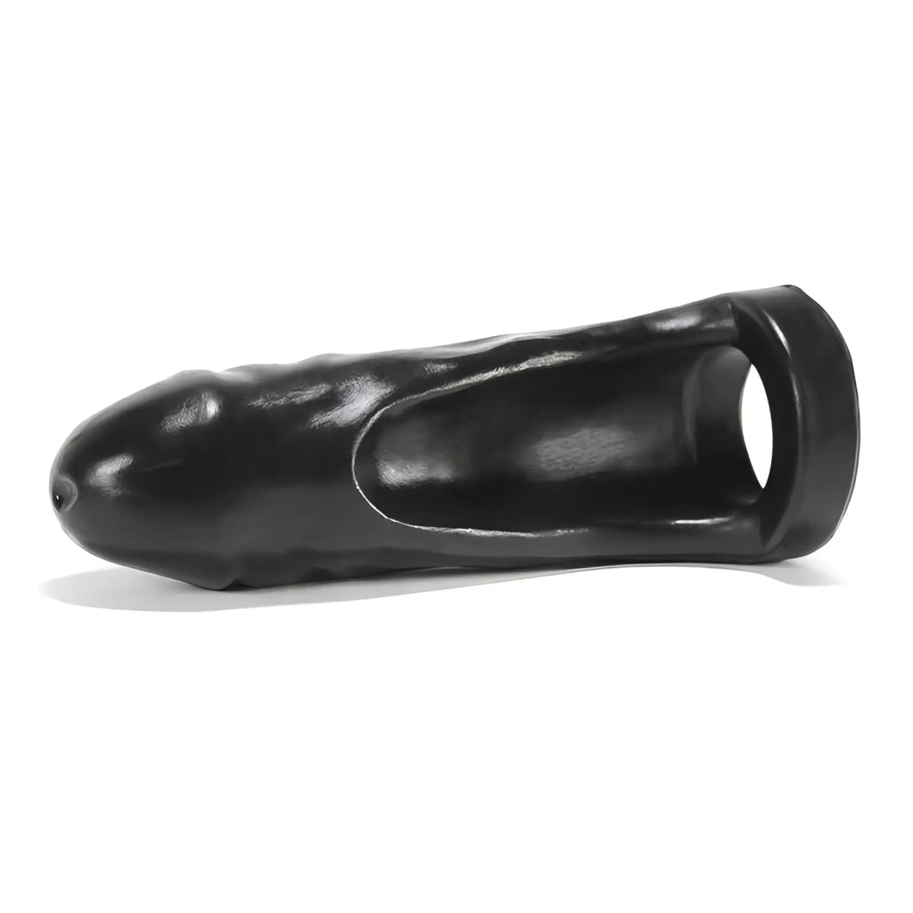 Black silicone oxballs thug double fucker cock ring with smooth glossy finish and ergonomic rounded head design