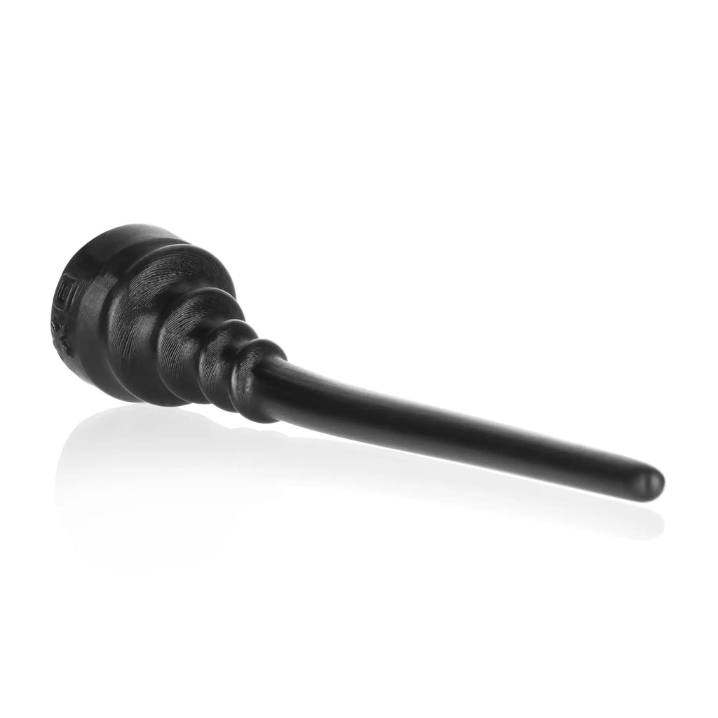 Black plastic trumpet mouthpiece oxballs tool sound black with rounded textured head and tapered cylindrical shaft