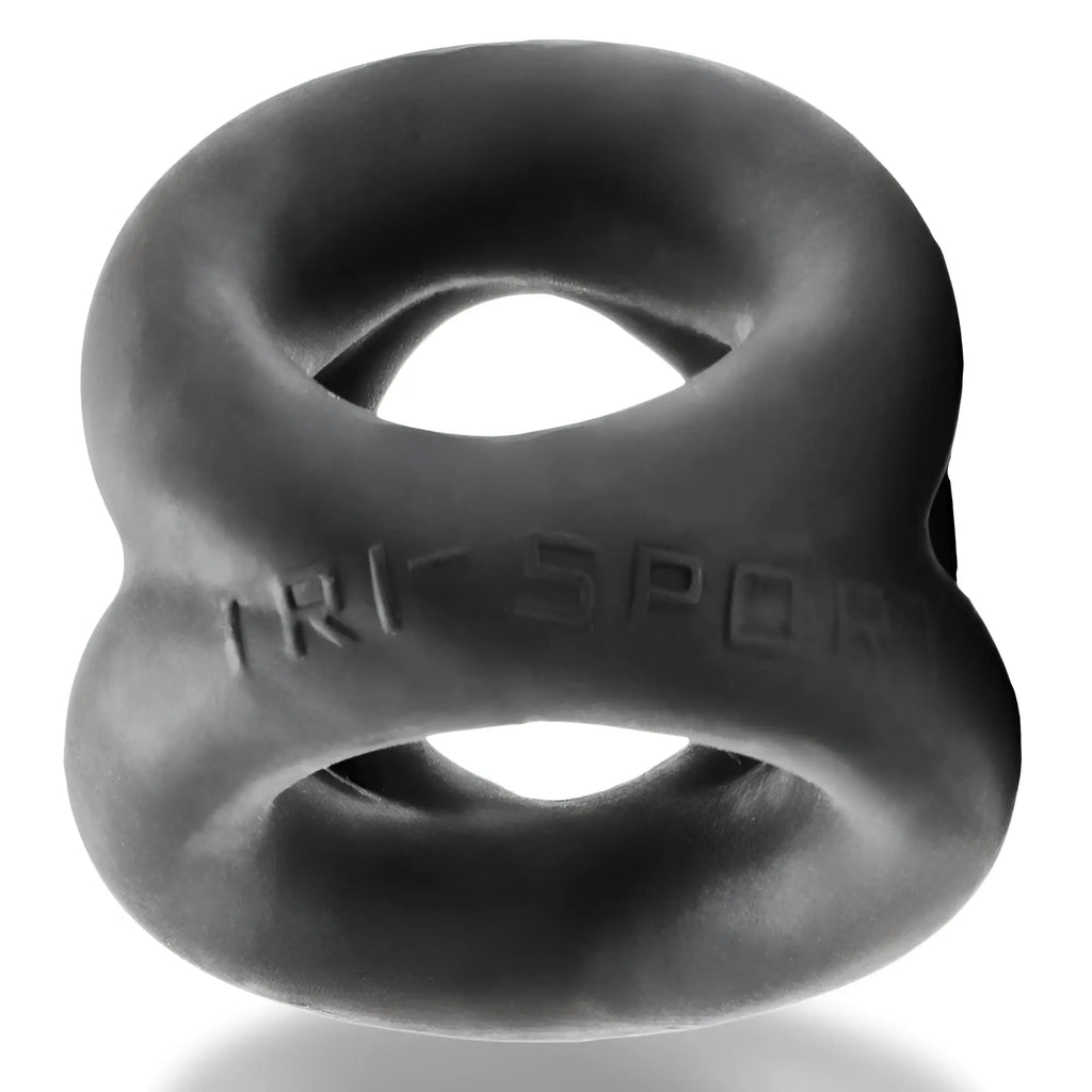 Black silicone oxballs tri sport ring with distinctive double-loop design and iri-spor embossed brand name visible