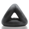Black triangular-shaped oxballs tri sport 3 size ring cock ball and sling night with matte finish and open center
