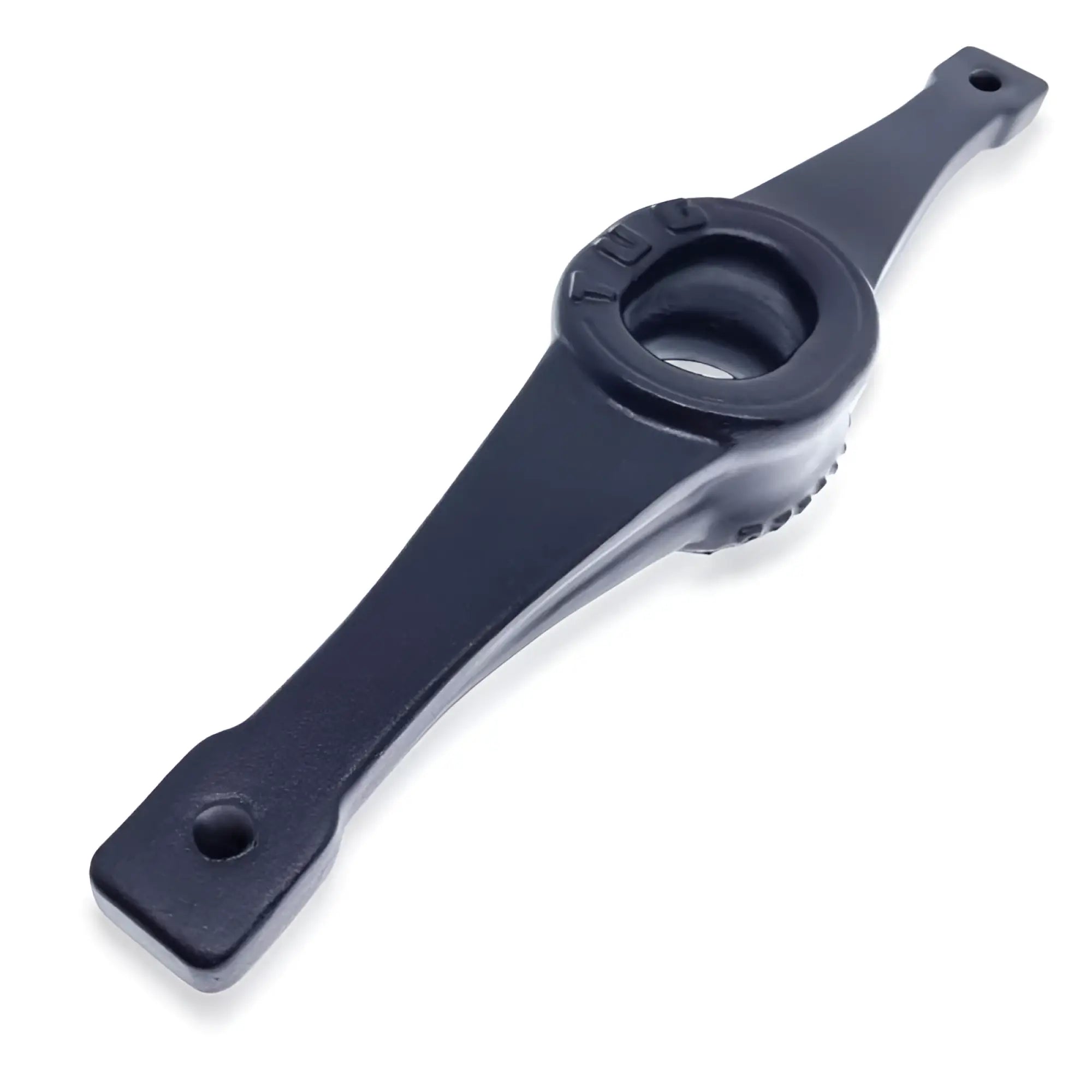 Black plastic engine crankshaft balancing rod with central hub and mounting holes from oxballs tug pull down ballstretcher black