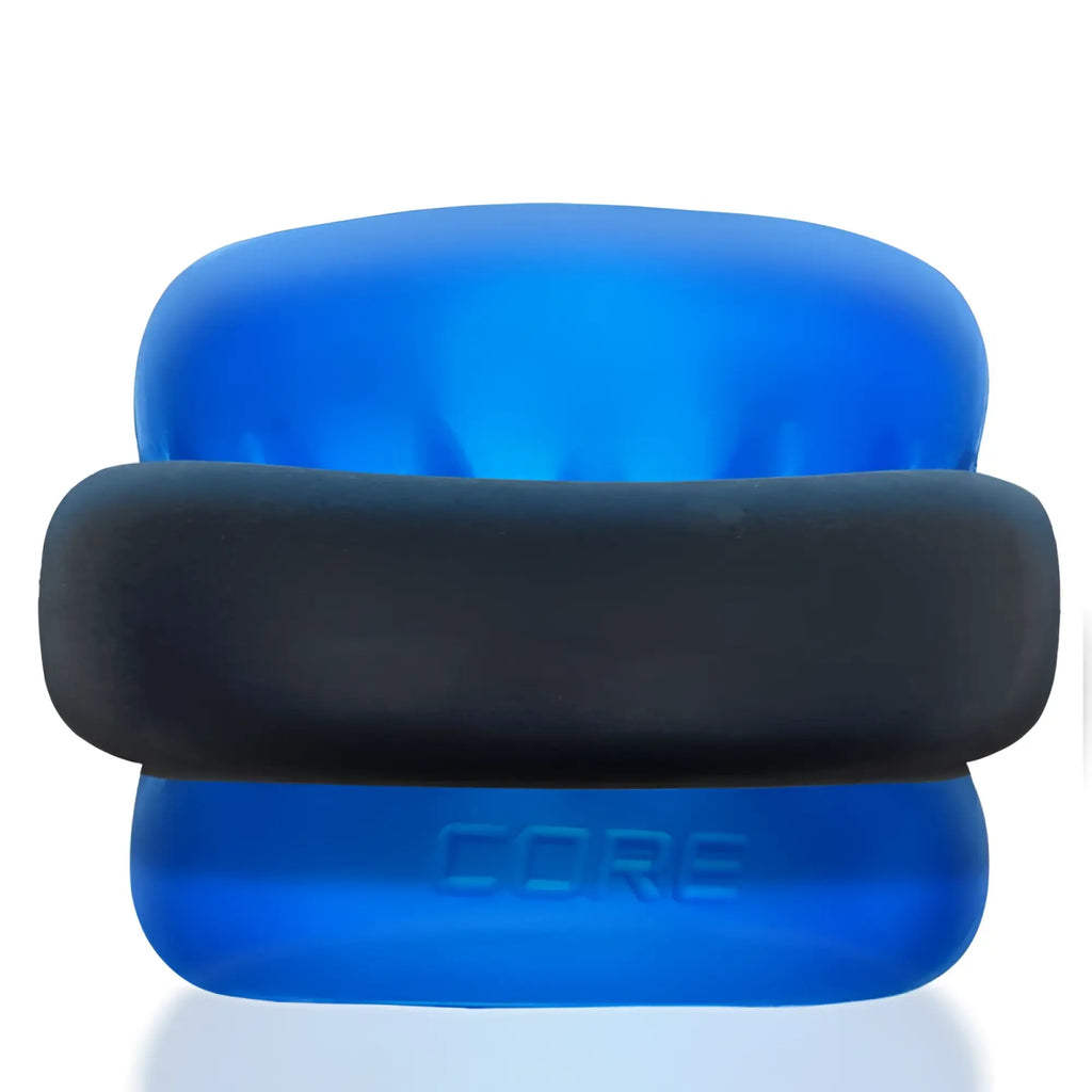 Blue and black silicone oxballs ultracore core ballstretcher with axis ring and core embossed base in blue ice