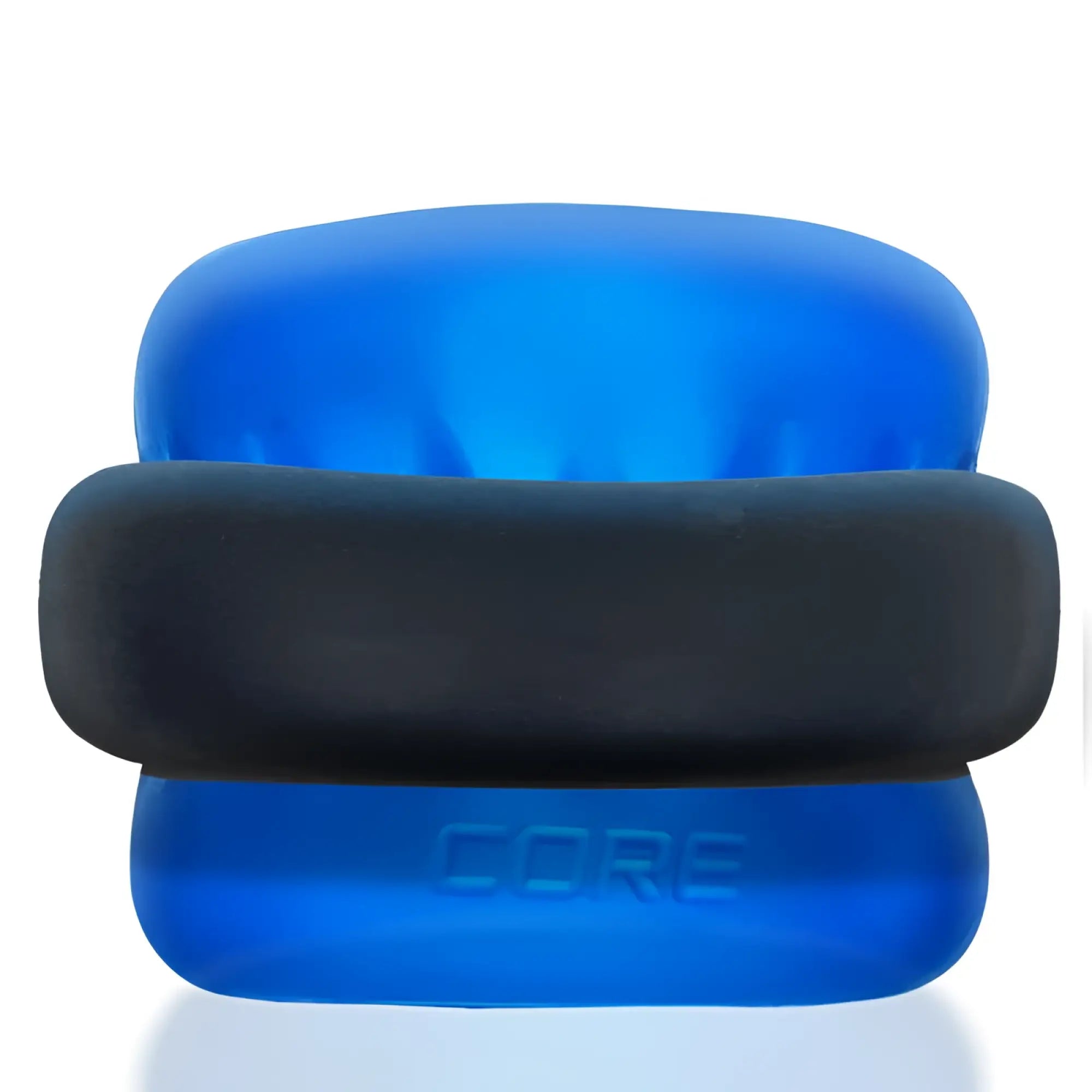 Blue and black silicone oxballs ultracore core ballstretcher with axis ring and core embossed base in blue ice