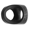 Black silicone OxBalls unit-x stretchy slimmer fit night ring with embossed unit branding and small logo on the outer surface
