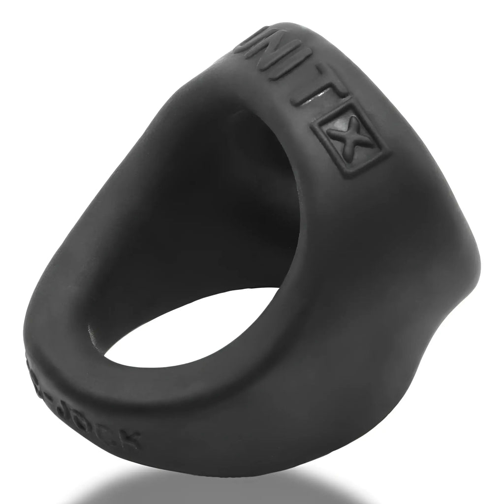 Black silicone oxballs unit-x stretchy slimmer fit night ring with embossed limited x branding and textured ergonomic design