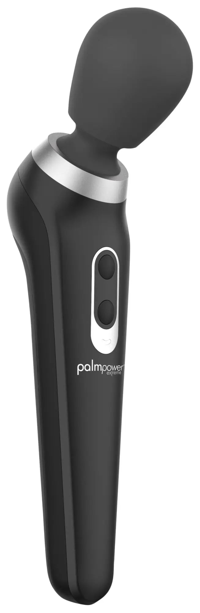 Black PalmPower Extreme wand with sleek ergonomic design and silver accent ring around the handle