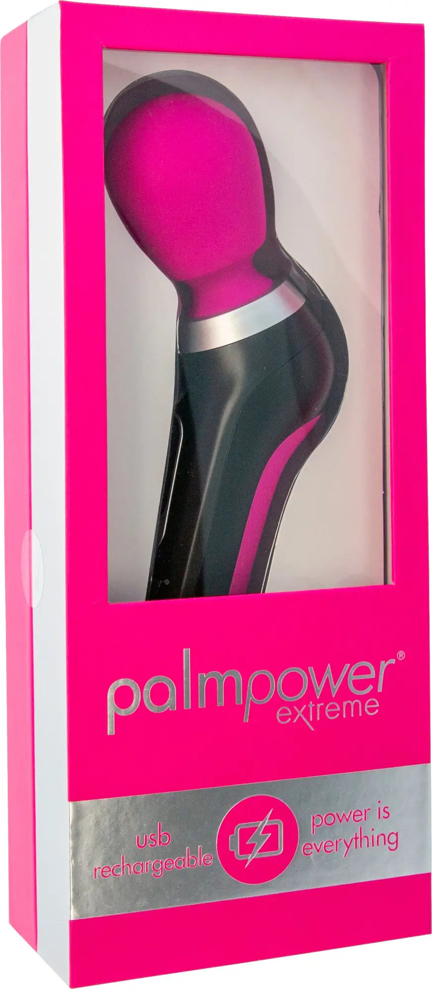 Pink and black palmpower extreme rechargeable vibrator with sleek ergonomic design for personalized stimulation