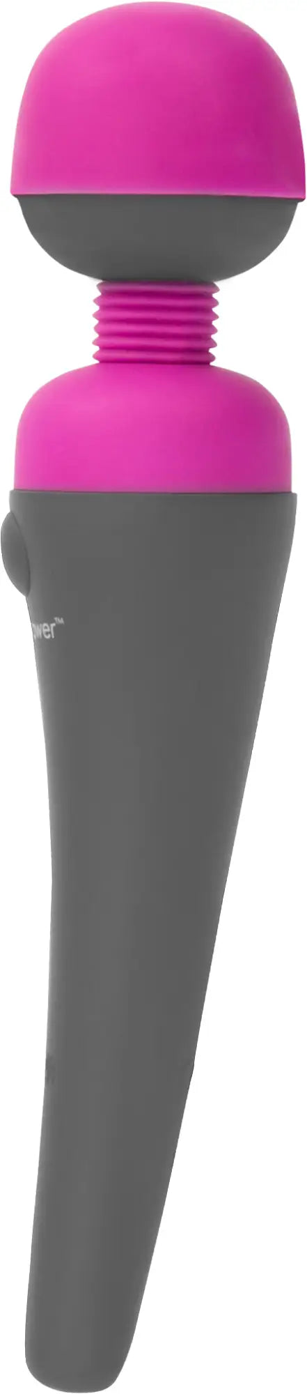 Pink and gray silicone-handled personal massager with rounded bulbous head from PalmPower PalmPower massage wand pink