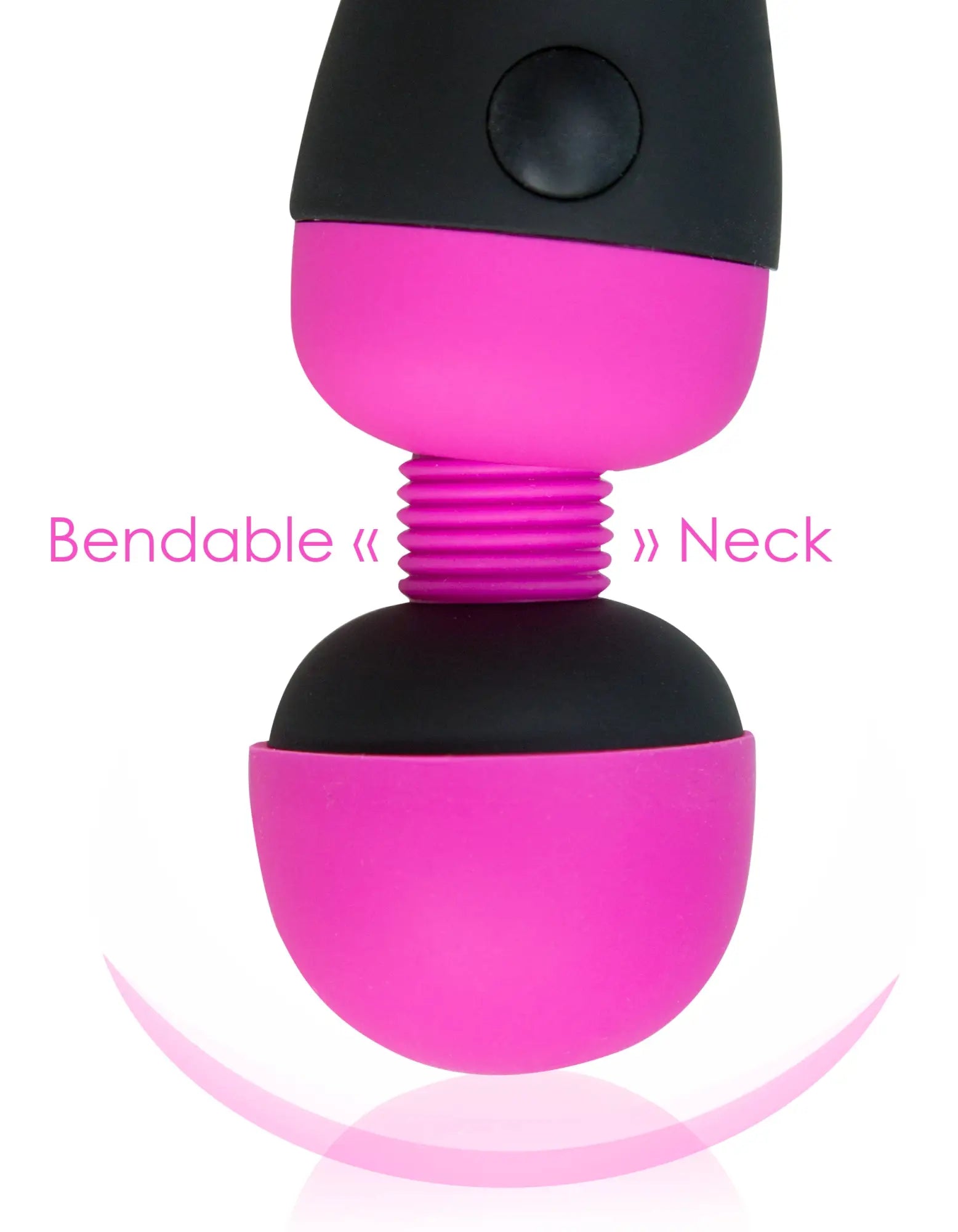 Pink and black bendable palmPower massage wand with flexible ribbed joint and waterproof rechargeable design