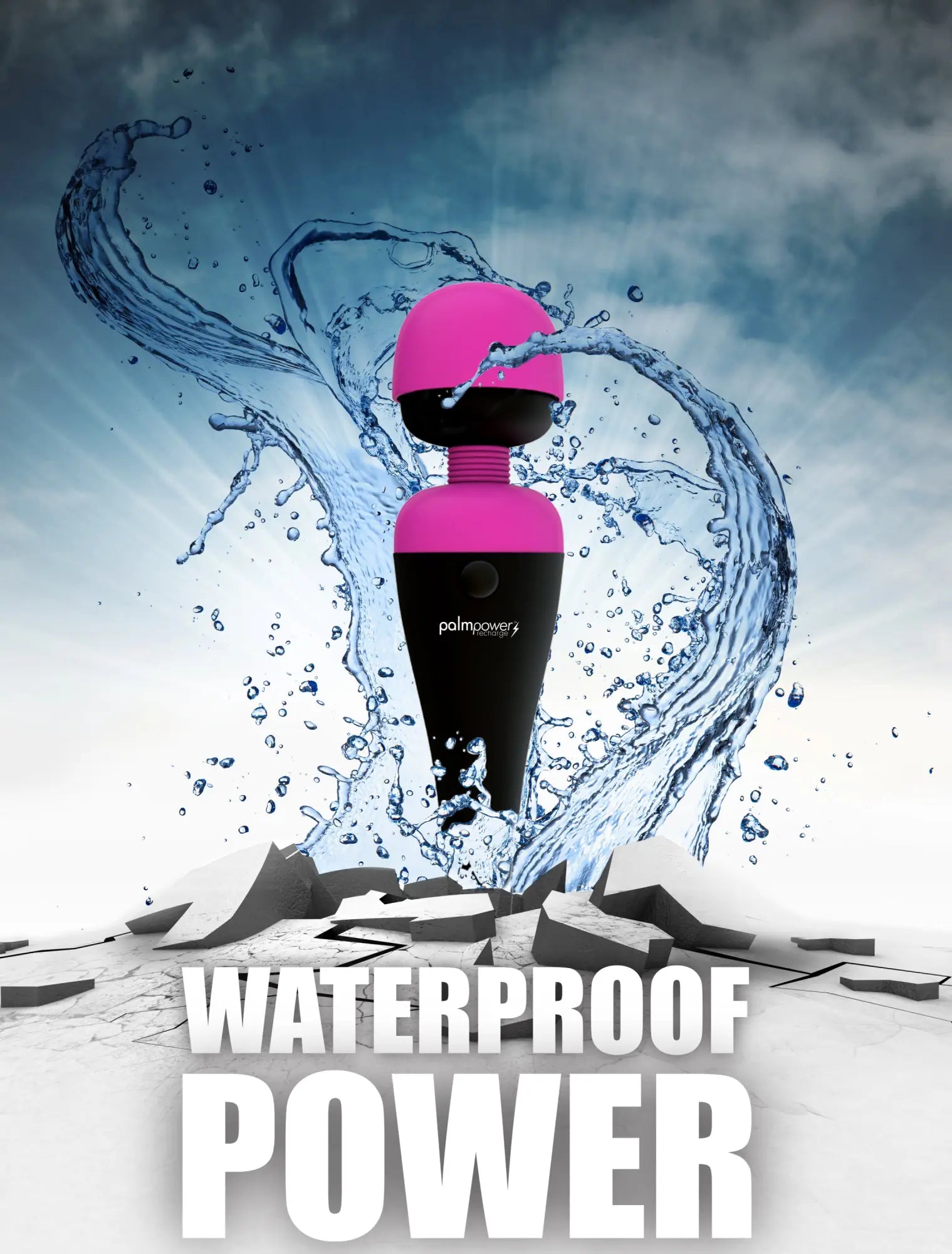Pink and black palmsway waterproof vibrator with sleek ergonomic design for palmpower massage wand recharge use