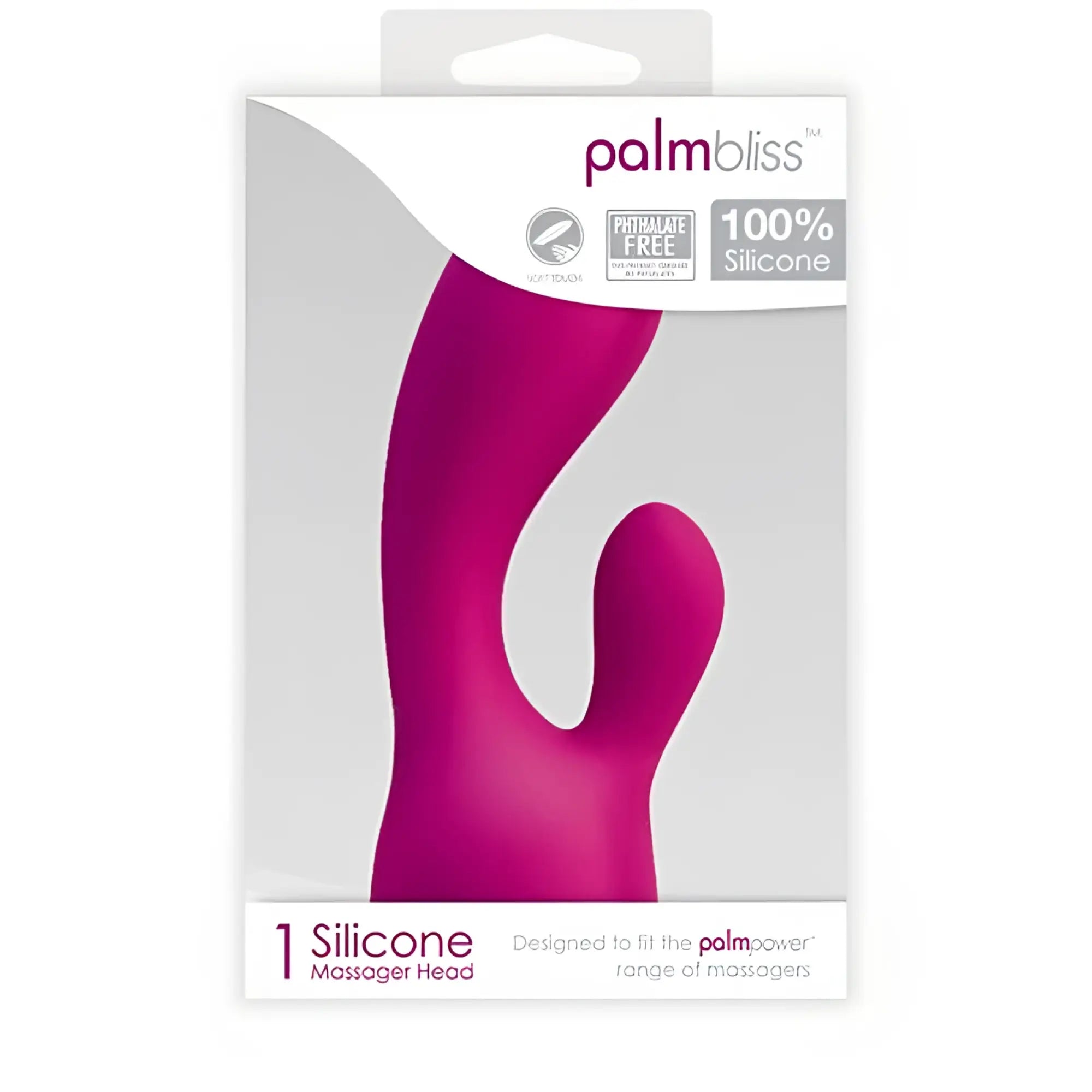 A vibrant magenta silicone massager head from PalmBliss designed for use with PalmPower massagers